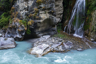 Scenic view of waterfall