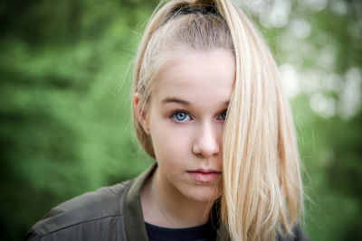 Close-up portrait of young woman