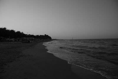 Scenic view of beach against clear sky