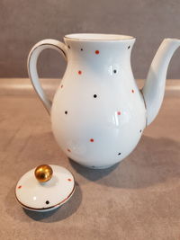 High angle view of tea cup on table