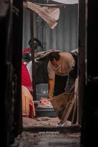 Woman working at market