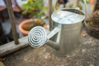 Close-up of spoon on metal