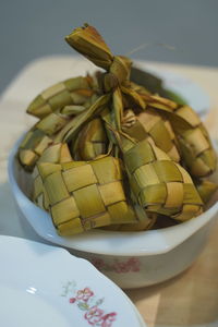 Close-up of bananas in plate on table