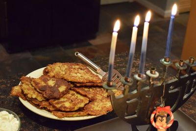 Close-up of food on table