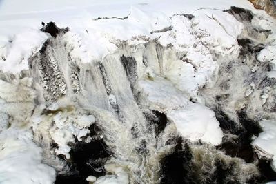 Close-up of frozen waterfall