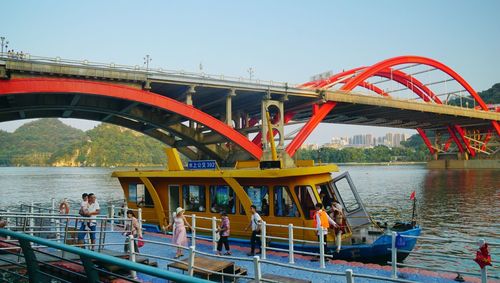 Bridge over river against clear sky