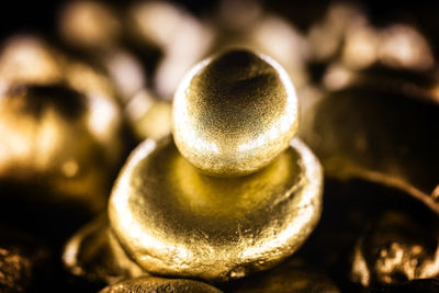 Close-up of metallic ball on metal