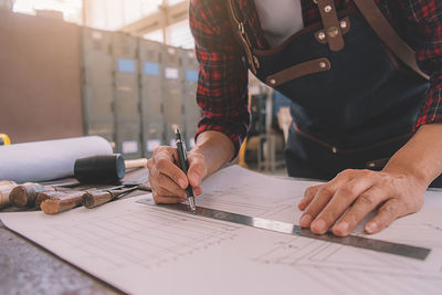 Man working on table