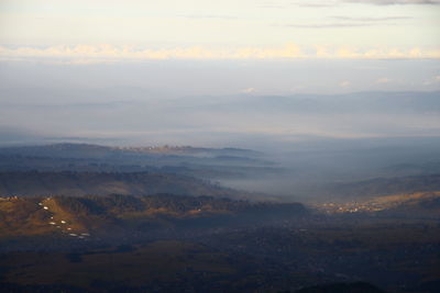 Aerial view of scenery at sunset