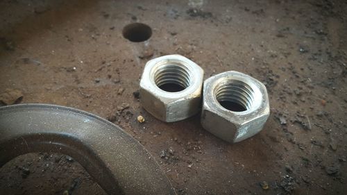 Close-up high angle view of metal