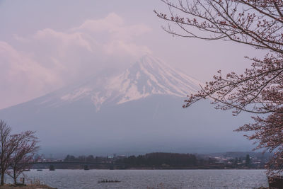 Scenic view of snowcapped mountains against sky during winter