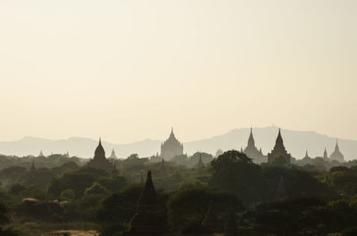Scenic view of bagan temples against clear sky