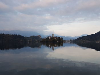 Reflection of sky on lake