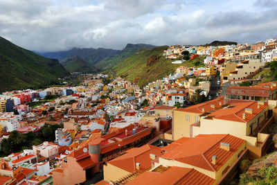 High angle view of residential district