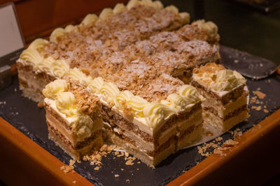 High angle view of cake on table