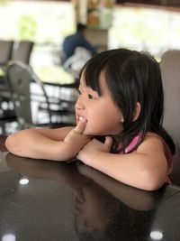 Portrait of small girl looking forward to new world 