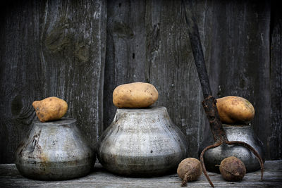 Antique pots for cooking fork retro vintage rustic style