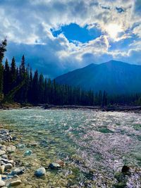 Scenic view of mountains against sky