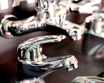 Close-up of metallic faucet