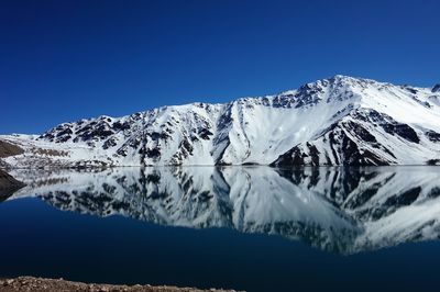 Snowcapped mountain against blue sky