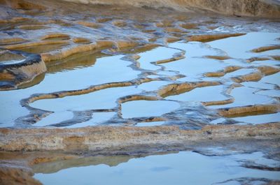 High angle view of frozen lake