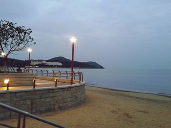 Scenic view of sea at night