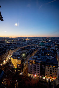 Aerial view of city at night