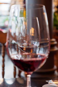 Close-up of beer in glass on table