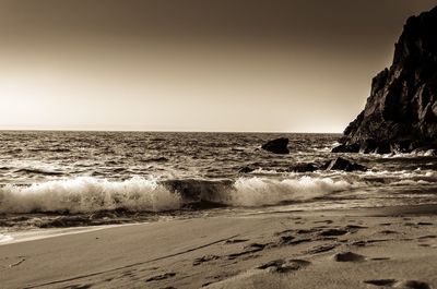 Scenic view of sea against clear sky