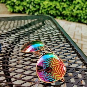 High angle view of multi colored pattern on footpath