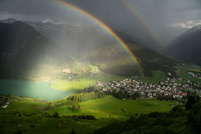 Scenic view of rainbow against sky