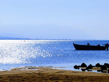 Scenic view of sea against clear sky