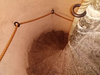 High angle view of spiral staircase