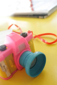 Close-up of toys on table