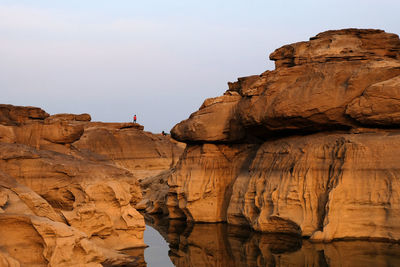 Low angle view of rock formations