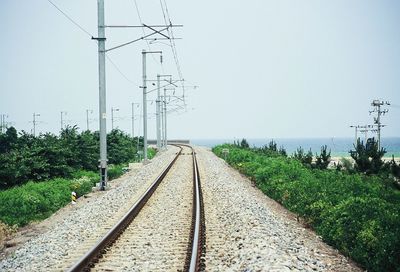 View of railway tracks against clear sky