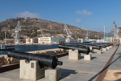 Cannons in front of the maritime museum in cartagena, spain