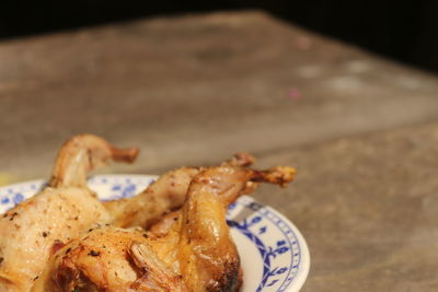 Close-up of meat in plate