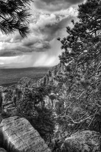 Scenic view of landscape against cloudy sky