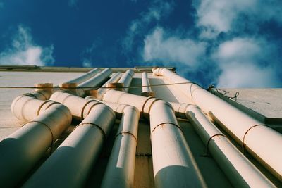 Low angle view of roof against sky