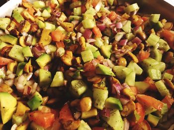 Close-up of chopped vegetables