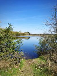 Scenic view of lake against clear sky