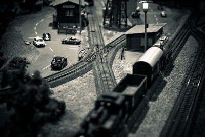 High angle view of vehicles on road