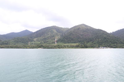 Scenic view of lake and mountains