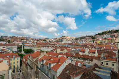 High angle view of townscape against sky