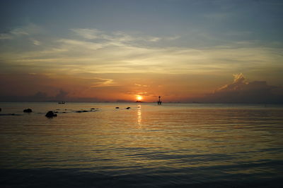 Scenic view of sea at sunset