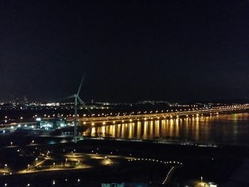 Bridge over river at night