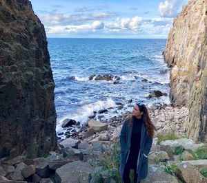 Young women with a rocky view