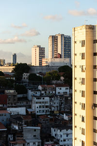 Panoramic view of several old and new residential buildings in downtown salvador, bahia.