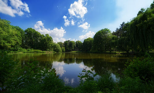 Scenic view of lake against sky